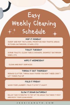 homemaking tips Easy Cleaning Schedule, Cleaning Schedule Printable, Clean House Schedule, Homemaking Tips, Weekly Cleaning Schedule, House Cleaning Checklist, Spring Clean, Weekly Cleaning, Todo List