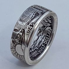 New US 1945 HALF DOLLAR Men Rings Commemorative Gift for Boyfriend Handmade Vintage Party Male Ring Pirates Treasure, Rings For Him, Making Rings, Coin Rings, Half Dollar Coin, I Love America, Morgan Dollars, Bold Rings, Head Ring