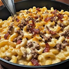 Cheeseburger Alfredo Pasta, Bacon Cheeseburger Alfredo Pasta, Loaded Bacon Cheeseburger Alfredo Pasta, Creamy Alfredo Sauce, Penne Pasta Recipes, Cheeseburger Pasta, Pasta With Alfredo Sauce, Bacon Pasta