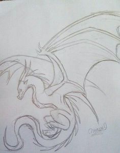 a drawing of a dragon on paper