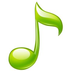 a green musical note on a white background