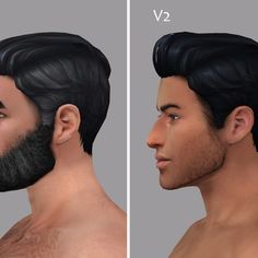 two different views of the same man's head and beard, one with black hair