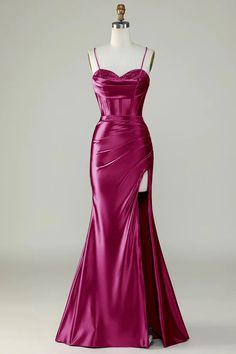 Deep purple thin shoulder strap slit fishtail long prom dress – LD Dress Mcu Dr, Fancy Stuff, Prom Dress Inspo, Royal Ball, Prom Inspo, Prom 2024, Dresses Purple, Prom Dresses Gowns, Red Dress Short