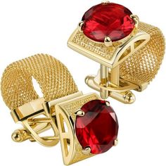 *Design: Gold Color And Red Crystal Cufflinks With Chain Will Lend Style To Your Cuff For Years To Come.Featuring Chain In The Design, This Accessory Exhibits A Glitzy Style For Men. They Look Great On A Suit Or Tux And Will Make Your Cuff Links Glimmer.The Eye-Catching Crystals Design Also Show Off Your Sophisticated Sense Of Style Without Going Over The Top. *Specification :Wedding Men Shirt Cufflinks Accessories Size Is 0.71*0.71*0.39 Inch, Item Net Weight: 0.95 Oz, Packing With Elegant Cuffl Gifts For Young Men, Chain Shirt, Mens Cufflinks, Best Boyfriend Gifts, Gold Cufflinks, Jewelry Website, Cufflinks Wedding, Christmas Gifts For Men, Halloween Spirit