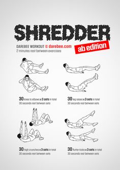 a poster showing how to do an exercise with the words shredder above it