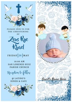 Baby Birthday Invitation Card, Baby Dedication Invitation, Baptism Invitation For Boys, Dedication Invitations, Christening Invitations Boy, Invitation Layout, Invitation Letter, Baby Birthday Invitations