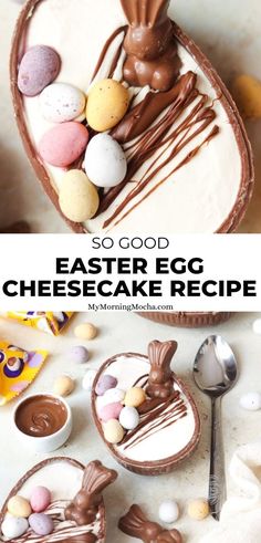 easter egg cheesecake recipe with chocolate and candy eggs