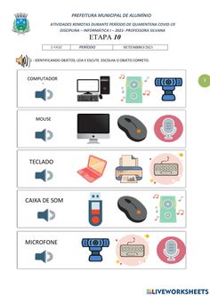 the spanish language worksheet for students to learn how to use computers and other electronic devices