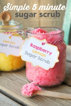 raspberry lemon sugar scrub in a jar