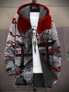 Jacket – Alohahoo Japanese Style Dragon, Ropa Upcycling, Maxton Hall, Fleece Cardigan, Men Stylish Dress, Jacket Cardigan, Guys Clothing Styles, Fashion Suits For Men, Dragon Pattern