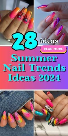 Nails July, Nails August, Nails Tropical, June Nails, Nails Beach, Spring Break Nails, Orange Nail Designs, Nail Color Ideas, August Nails