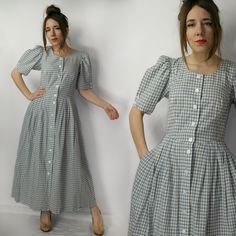 Dirdl Dress / Trachten Dress / Sonnblick Dress / Plaid folk  dress / Austrian German dress / Octoberfest small dress  / made in Austria Brand:   Sonnblick (made in AUstria) Size: 38 Measurements, flat: Overall length: 127 cm (50'') Bust: 44 cm x2 (17.32'' x2) Waist: 36 cm x2 (14.17'' x2) Material: cotton. Model in the photos is size 8UK/4US; 164 cm/5'5''. Condition: very good vintage condition PLEASE read description. For better fitting I would suggest you compare measurements to a garment that German Dress, Folk Dress, Folk Dresses, Small Dress, Plaid Dress, Dress Clothes For Women, Lithuania, Dress Making, Overalls