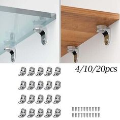 4 / 10 / 20 pcs clear glass shelf with metal brackets and screws for wall mounted