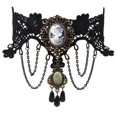 PRICES MAY VARY. GOTHIC BLACK STEAMPUNK LACE CHOKER NECKLACE: The Victorian Lace Choker Necklace Design Is Nice And Unique, Goes Well With Any Other Accessories, Show Your Personality Every Moment MATERIALS: Meticulously crafted from high-quality zinc alloy SIZE & LENGTH: The Pendant measures 1.57 inches in width, 3.54 inches in height. The chain is 12.6 inches, extender chain 3 inches. PERFECT GOTH JEWELRY GIFT: Perfect Gifts on birthday, party, Halloween,New Year, Valentine's Day, Mother's Day Cameo Choker Necklace, Red Choker Necklace, Victorian Choker Necklace, Halloween Costume Jewelry, Choker Necklace Black, Lace Choker Necklace, Choker Necklace Designs, Victorian Necklace, Black Velvet Choker