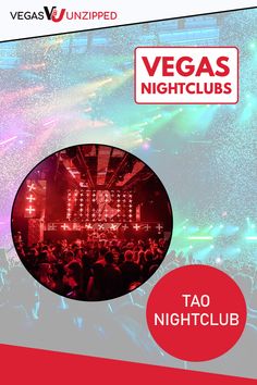 the vegas nightclub flyer is shown with an image of people on stage in front of bright lights