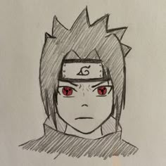 a drawing of naruto with red eyes