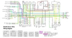 the wiring diagram for an atv with two different colors and numbers, including red, green,