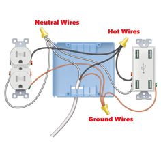 three wires are connected to two outlets in the wall