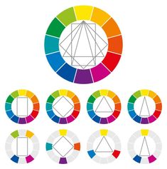 the color wheel with different shapes and colors for each one royalty illustration on white background