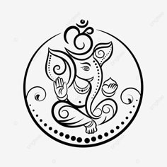 an image of lord ganesha in the middle of a circle with swirls and dots