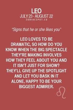 the quote for leo zodiacs on red background