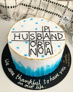 a birthday cake with the words husband and wife on it