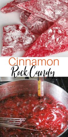 cinnamon rock candy is being made in a pan