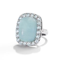 Ross-Simons - 19.00ct Aquamarine, 2.60ct t. w. Sky Blue Topaz Ring in Silver. Size 9. True blue. Here, a smooth 19.00 carat rectangular milky aquamarine cabochon is framed by 2.60 ct. t. w. sky blue topaz gems. Set in polished sterling silver. 1" wide. Sky blue topaz and aquamarine ring. Aquamarine birthstones are the perfect gift for March birthdays. March Birthdays, London Blue Topaz Earrings, Sky Blue Topaz Ring, Blue Aquamarine Ring, Aquamarine Birthstone, Swiss Blue Topaz Ring, Emerald Earrings Studs, Black Onyx Bracelet, Aquamarine Pendant