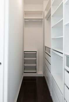 This guide is full of helpful PAX wardrobe ideas to help create your dream walk in closet! Includes assembly tips, Ikea closet hack ideas, and the best accessories for organization. Narrow Closet Design, Walk In Closet Ikea, Narrow Closet, Ikea Pax Closet, Pax Closet, Small Walk In Closet, Walking Closet, Dream Closet Design