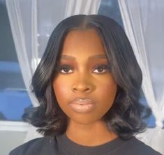 Bob Curled Hairstyles Black Women, Curled Bob Middle Part, Curly Bob Hairstyles For Black Women Middle Part, Curly Bob Hairstyles Middle Part, Silk Press Middle Part Curls, Silk Press Natural Hair Short Middle Part, Middle Part Bob Curls, Short Sewin Hairstyles For Black Women, Middle Part Bob Sew In