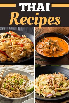 the ultimate thai recipe book with pictures of different dishes, including noodles and sauces