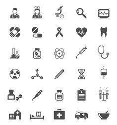 black and white medical icons on a white background