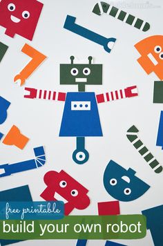 paper cut out of different types of robots