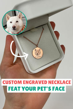 Custom Pet Necklace Engraved Dog Tag Necklace For Best Friend Gift, Personalized Laser Engraved Dog Tag Jewelry, Personalized Dog Tag Necklace With Engraving, Custom Engraved Necklace, Portrait Necklace, Pet Necklace, Animal Faces, Engraved Necklace, Pet Lover