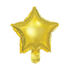 a gold star shaped balloon on a white background