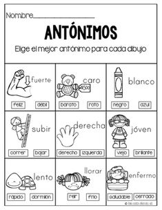 the spanish language worksheet with pictures and words for children to learn in their own language