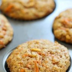 freshly baked carrot cookies in a muffin tin