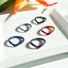 Count: 1 Ring Collection, Resin Ring, Cellulose Acetate, Ring Collections, Stackable Rings, Pearl White, Ring Sets, Heart Ring, Wedding Bands