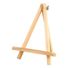 a wooden easel with two legs and one leg missing the top part, on a white background