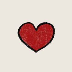 a drawing of a red heart on a white background