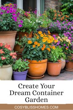 A beautiful container garden featuring vibrant flowers and clever designs. This pin shares ideas on floral arrangements and personal garden themes that can enhance your outdoor or indoor space.