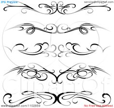 a set of black and white swirl designs on a white background by bnp design studio