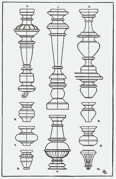 an old drawing shows different types of lamps