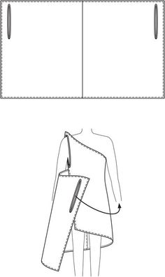 a drawing of a woman's dress hanging on a clothes hanger with scissors