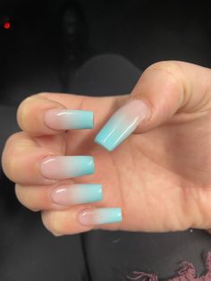 Bright Blue Ombre Nails, Turquoise Ombré Nails, Ombre Turquoise Nails, Aqua Ombre Nails, Turquoise Ombre Nails, Light Blue Ombre Nails, Pink And Blue Ombre Nails, Teal Ombre Nails