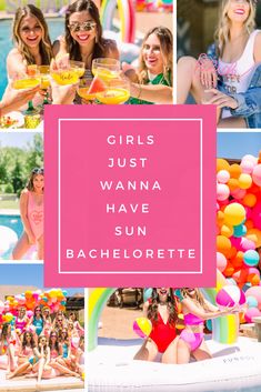 girls just wanna have sun bachelors at the pool with balloons and inflatable floats