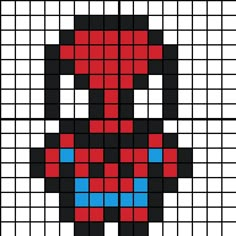 Hamma beads Spiderman Spiderman Square Drawing, Spiderman Kandi Pattern, Spiderman Perler Beads Pattern, Drawings In Squares, Pixel People Art, Pexil Art Design, Easy Pixel Art Spiderman, Snake Pixel Art Grid, Pixel Art In Minecraft