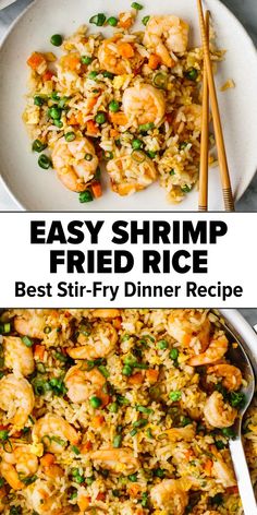 Easy shrimp fried rice Stir Fry Dinner Recipes, Easy Shrimp Fried Rice, Shrimp And Rice Recipes, Fried Rice Recipe Easy, Shrimp Dinner, Chinese Cooking Recipes, Easy Rice Recipes, Shrimp Recipes For Dinner