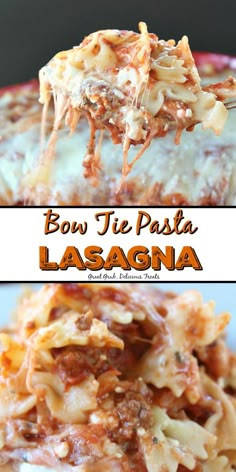 lasagna with sauce and cheese on top