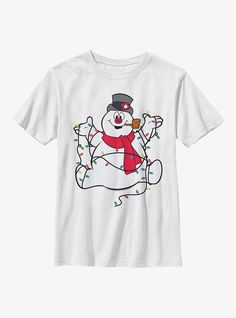 100% CottonWash cold; dry lowImportedListed in youth sizes Tangled Christmas Lights, Snowman Shirt, Light Girls, Frosty The Snowman, Frosty The Snowmen, The Snowman, Girls T Shirt, Snowman Christmas, Christmas Snowman